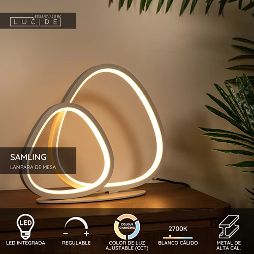 Lucide SAMLING - Lámpara de mesa - LED Regul. - CCT - 1x16W 2700K/4000K - Taupe | Essential - USP